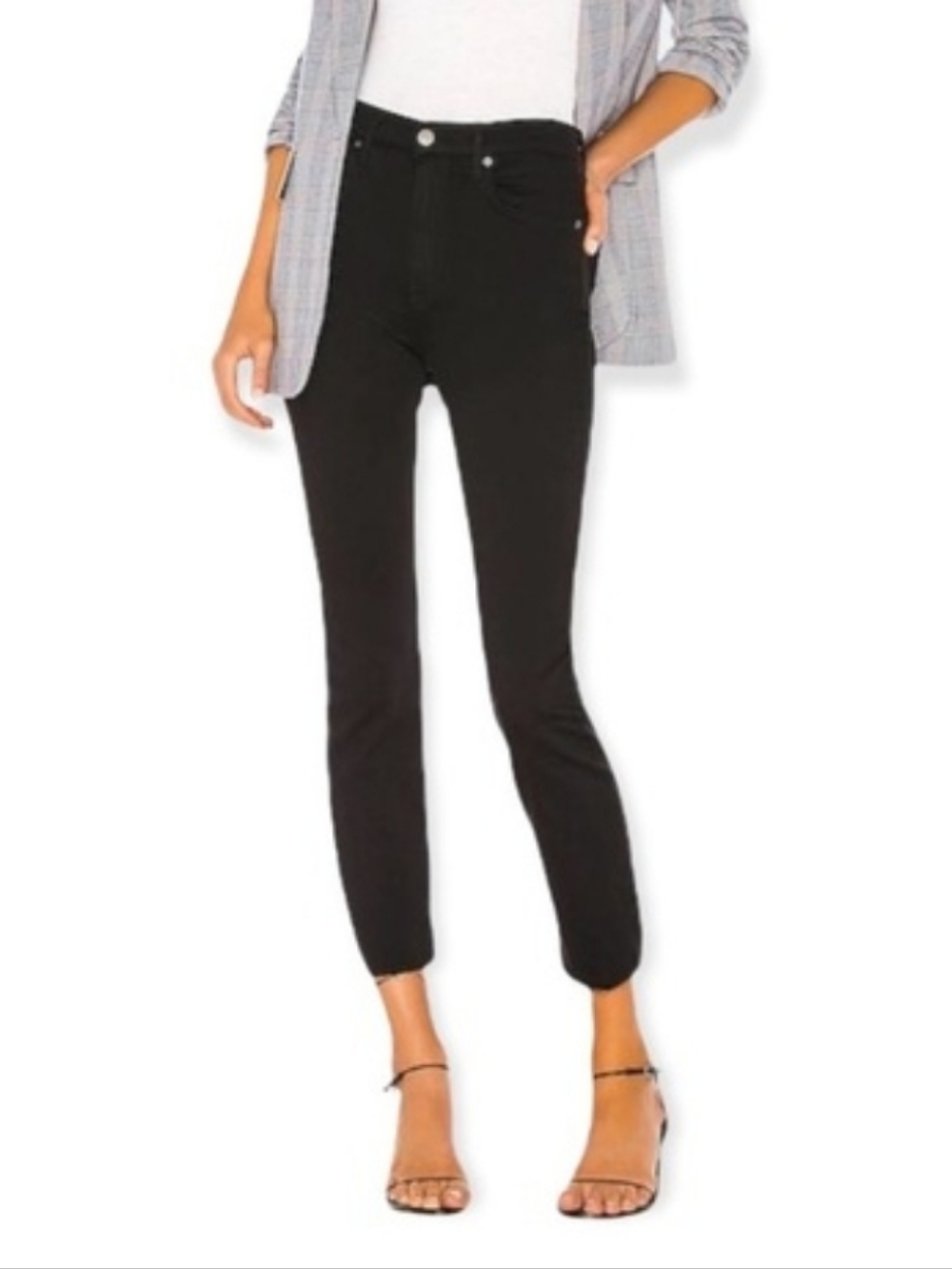 GRLFRND Reed High Rise Jeans Black Magic Woman Raw Hem Size 26